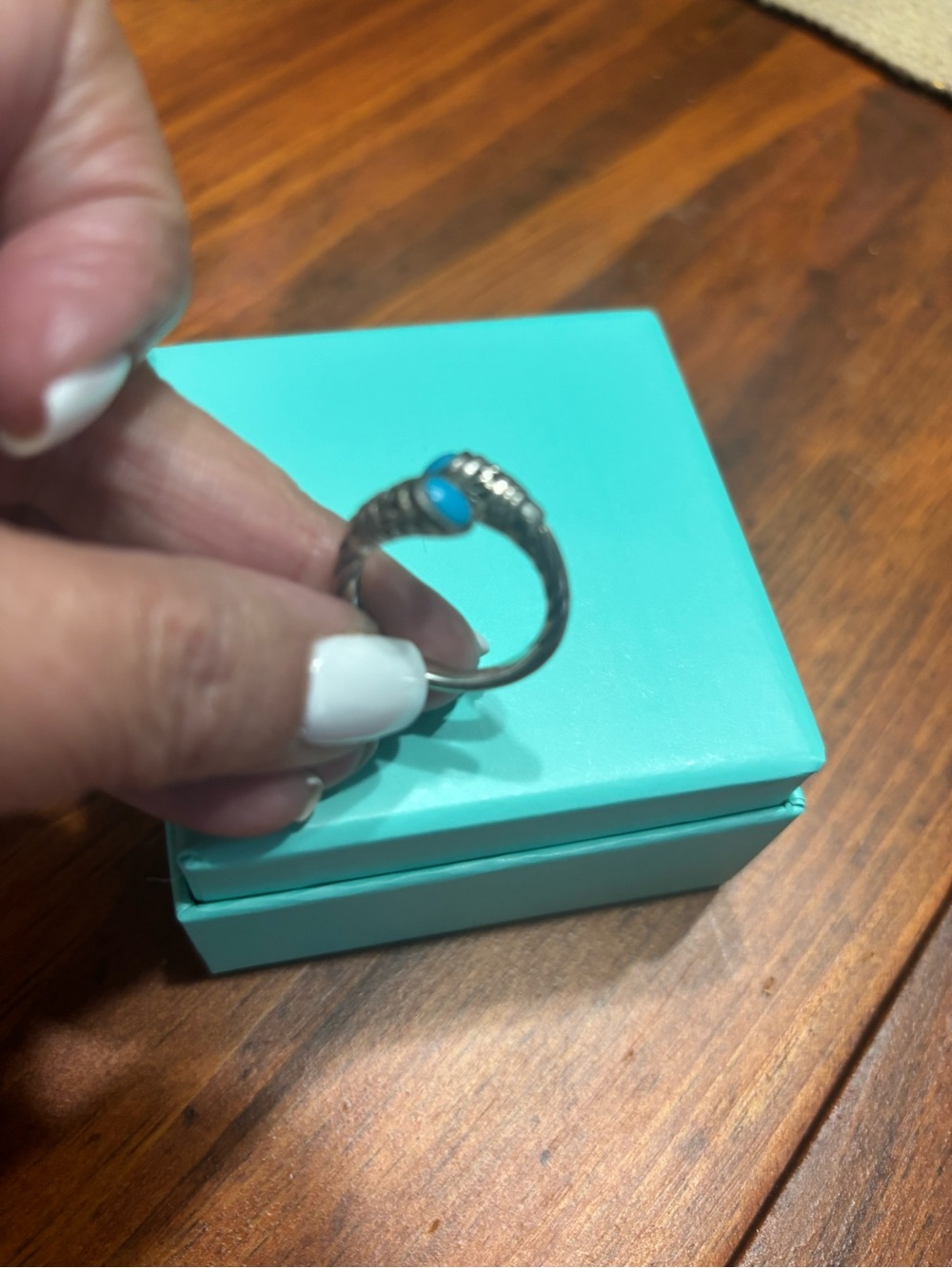 Sterling Silver Double Stone Turquoise Ring - Women's Jewelry